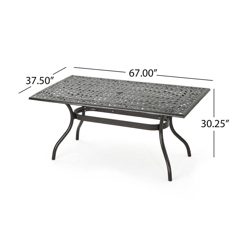 Hallandale Bronze Aluminum Outdoor Dining Table by Christopher Knight Home - 67.00" L x 37.50" W x 30.25" H