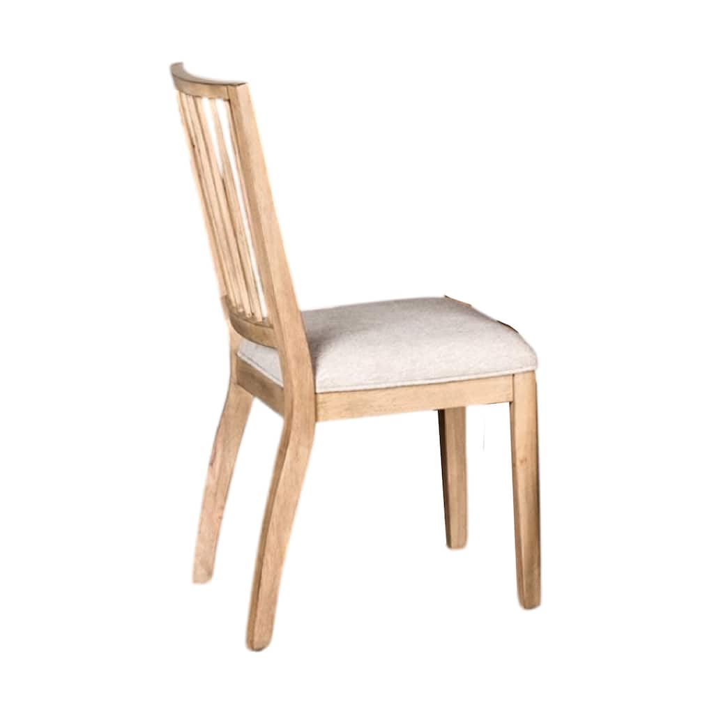 Lucas Dining Side Chair Set of 2, Slatted Back, Natural Brown Wood