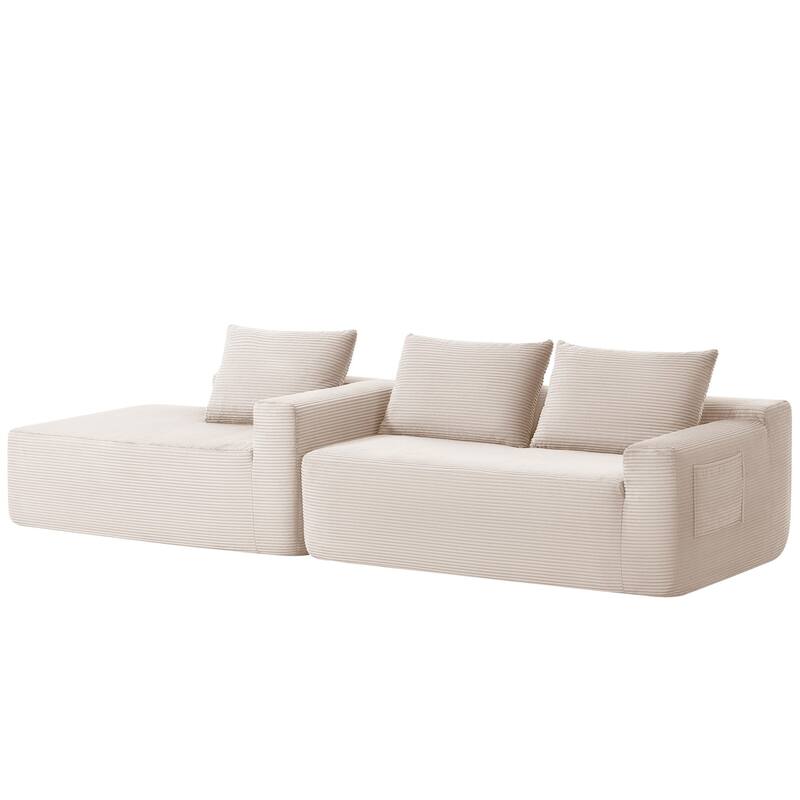 96.9" L-Shaped Corduroy Sectional Sofa, No Assembly Required