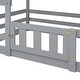 preview thumbnail 10 of 26, Twin over Twin Solid Pine House Bunk Kids Bed Frame with Fence and Door, Grey