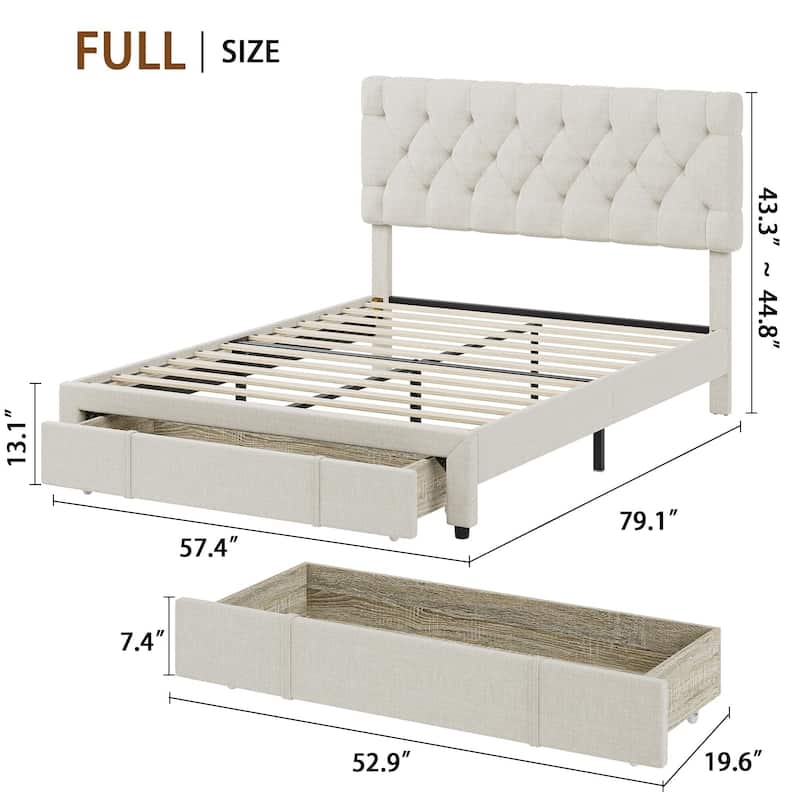 Bed Frame with 2 Storage Drawers