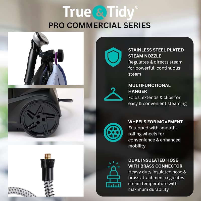 True & Tidy SX3 Heavy-Duty Garment Steamer with Smart Auto Off, Foot Pedal & 3 Steam Settings