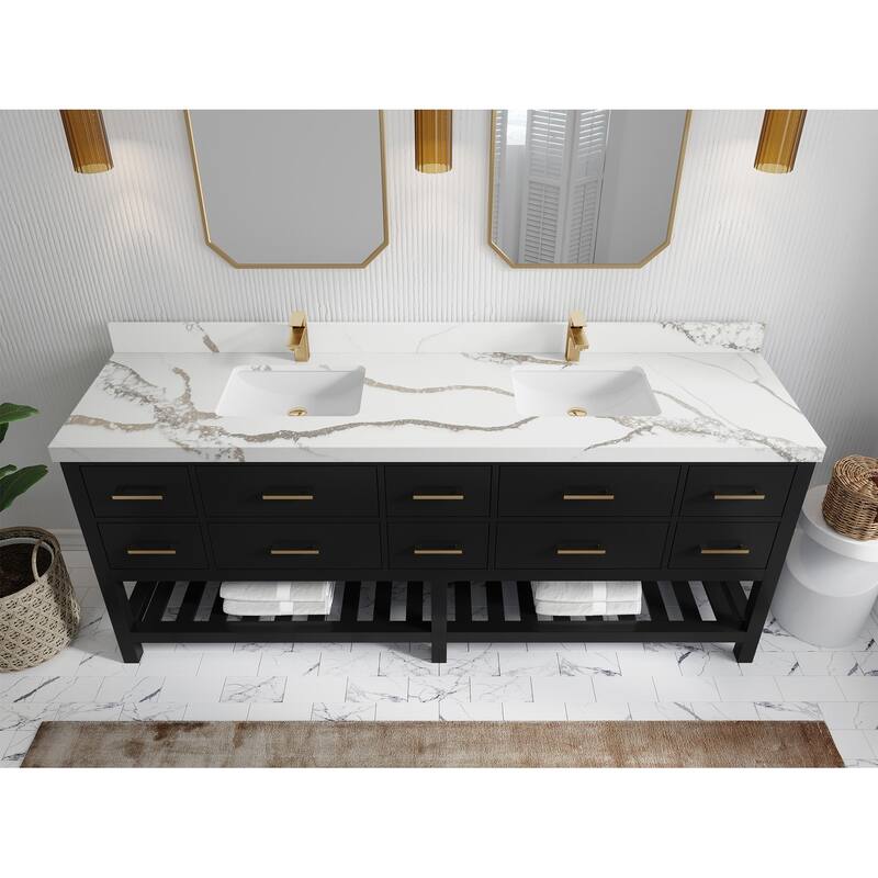 Willow Collections 84 in. W x 22 in. D Parker Double Sink Bathroom vanity with Regular Countertop