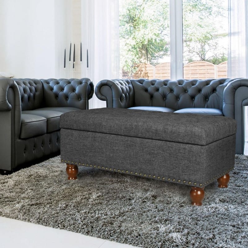 Rectangle Tufted Lift Top Storage Ottoman