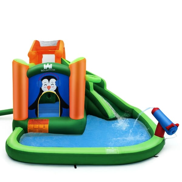 slide 2 of 9, Gymax Inflatable Slide Bouncer and Water Park Bounce House Climbing Kids