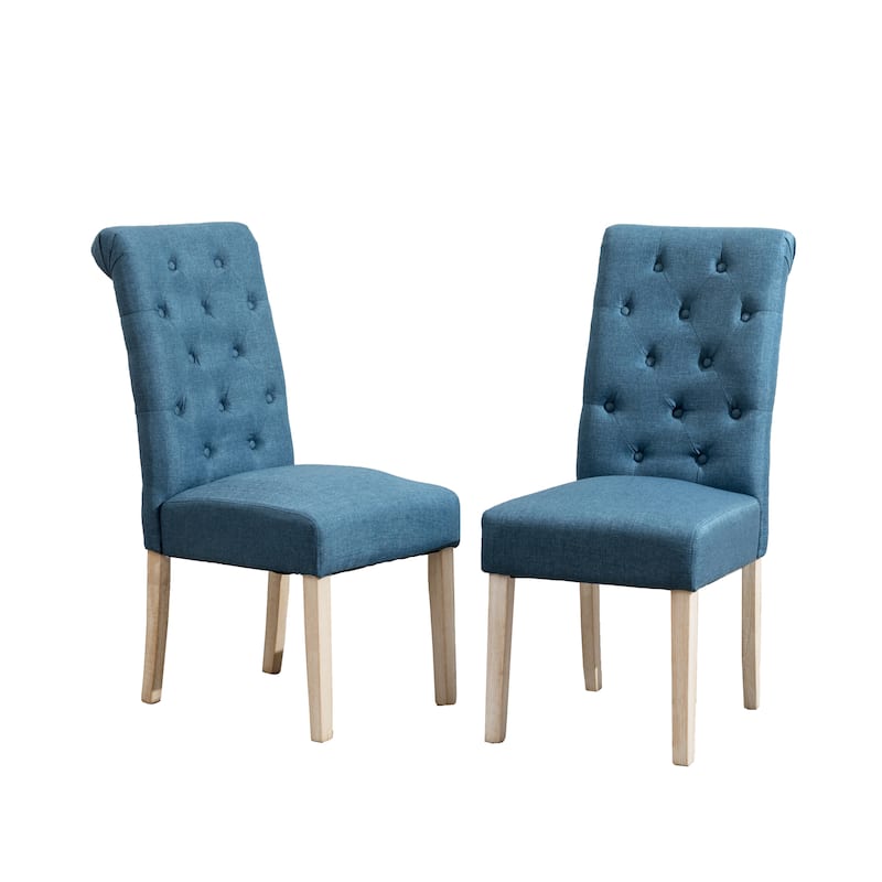Roundhill Furniture Banff 5-Piece Round Dining Set, Cross-Buck Round Table with 4 Tufted Chairs