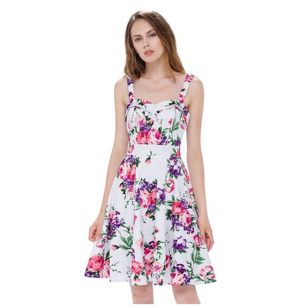 Shop Floral Jacquard Print A Line Short Fit And Flare Dress With