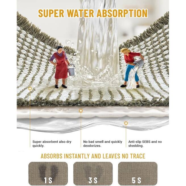 Large Waffle Bath Mat Set, Non Slip Bathroom Mat Set