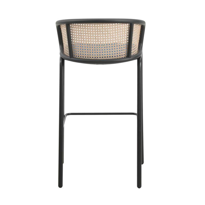 LeisureMod Ervilla Bar Stool with Black Powder Coated Steel Frame Set of 2 - 37"