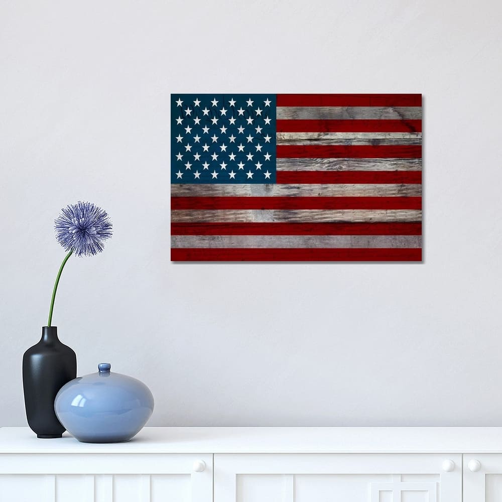 iCanvas "USA Flag on Wood Boards (U.S. Constitution Background) I" by iCanvas Canvas Print