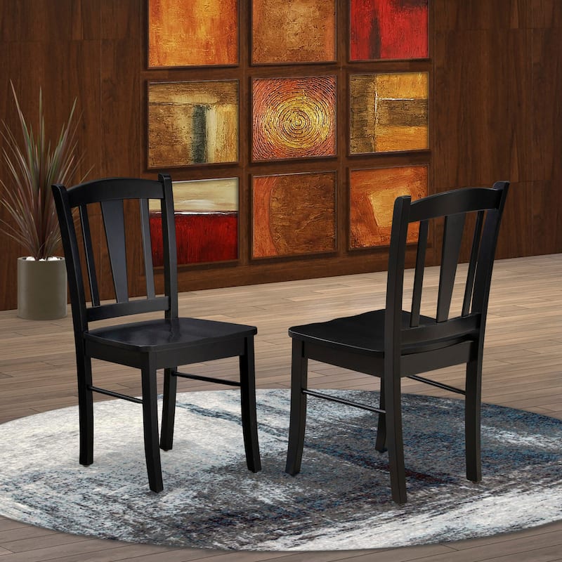 East West Furniture Dublin Kitchen Dining Chairs - Slat Back Wood Seat Chairs, Set of 2, (Finish Options) - DLC-BLK-W