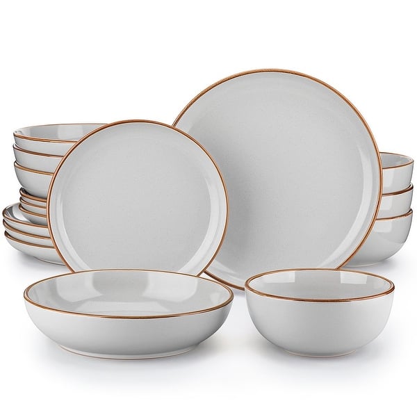 vancasso Exquisite Modern Design Stoneware Dinnerware Set - Cream Gray - 16-Piece