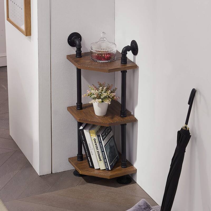 ivinta Industrial Wall Mount Pipe Shelves, 3/4/5/6-Tier Corner Shelf