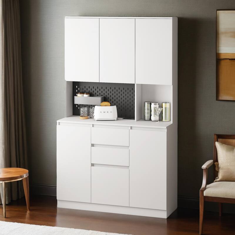 74" Freestanding Kitchen Pantry Cabinet Cupboard with 6 Doors,3 Shelves and 1 Drawer,Versatile Wardrobe & Kitchen Cabinet