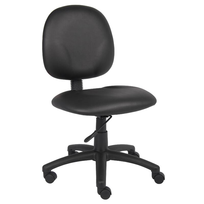Nate Swivel Task Chair with Contour Back, Caster Wheels, Black Vinyl