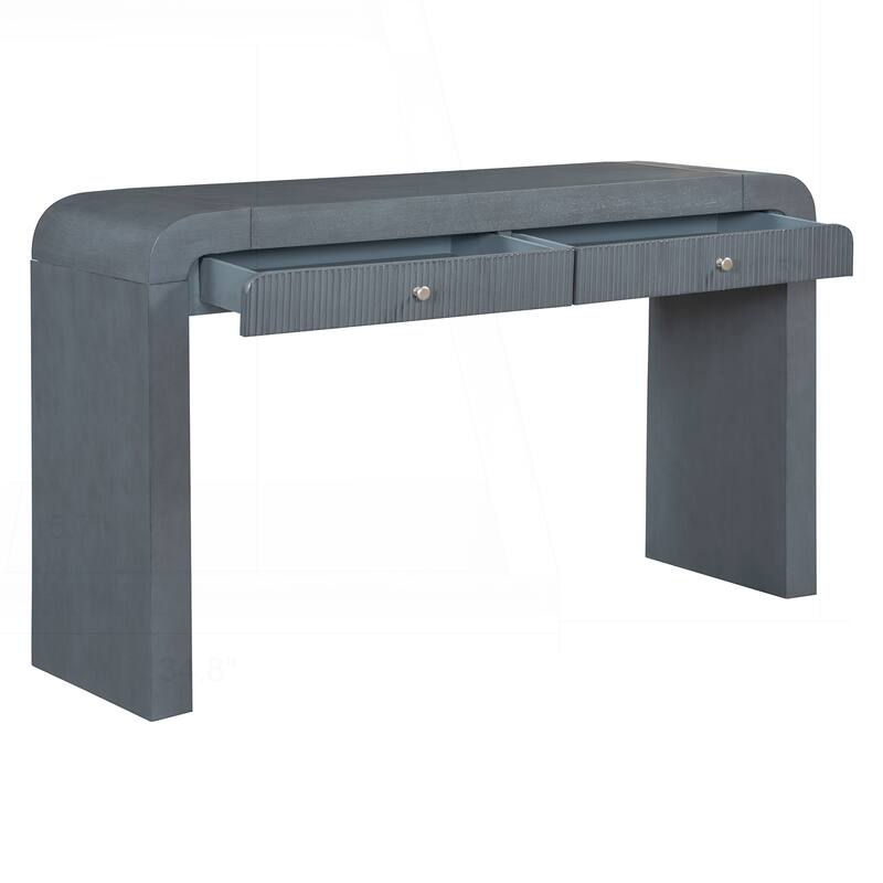 Rustic Console Table with Fluted Drawer Front