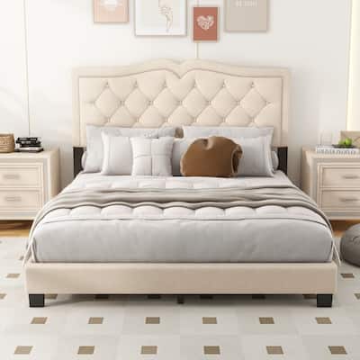 Upholstered bed frame with rivet design