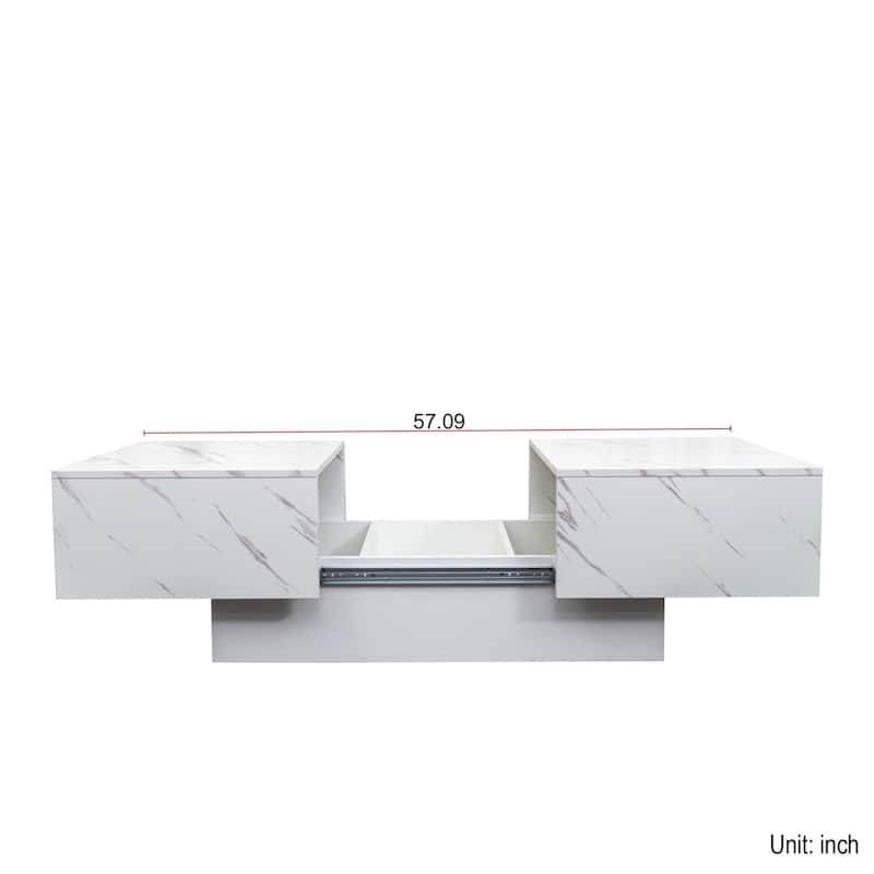 Extendable Wooden Hidden Storage Coffee Table with Sliding Tabletop