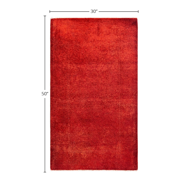 Contemporary Overdyed Wool Hand Knotted Runner - 2' 6" x 4' 2"