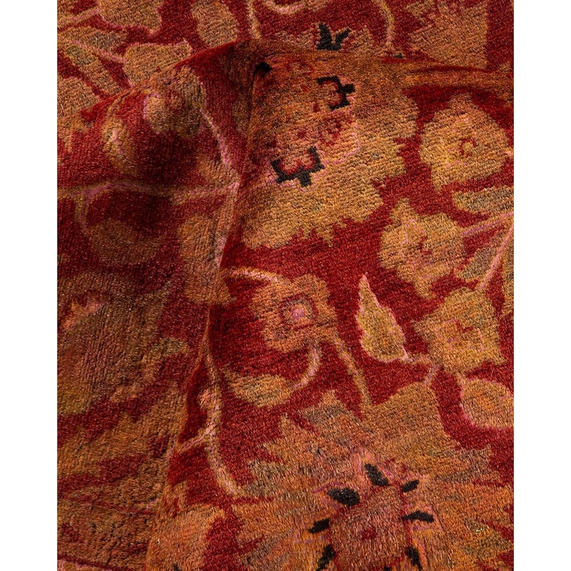Overton Hand Knotted Wool Vintage Inspired Modern Contemporary Overdyed Gold Area Rug - 6' 3" x 12' 4"