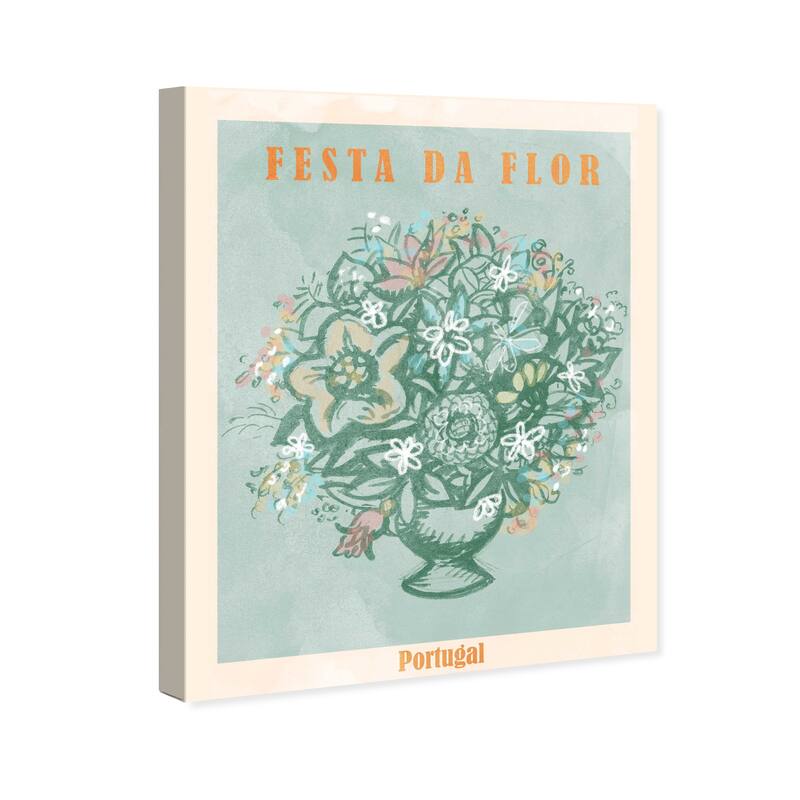 Wynwood Studio Canvas Floral and Botanical Festa da Flor Portugal Blue and Teal Modern & Contemporary Wall Art Canvas Print