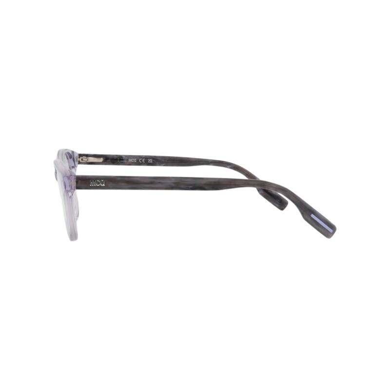 McQ Alexander McQueen Round-Frame Acetate Optical Frames, Transparent Lens, Shiny Transparent Gray Frame