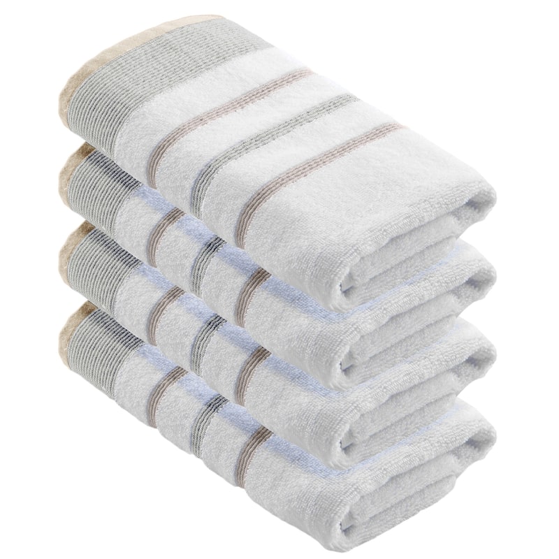 Linery & Co. Luxury Cotton Decorative Towel Set. - Hand Towel (Pack of 4) - Glacier Grey / Cappuccino.