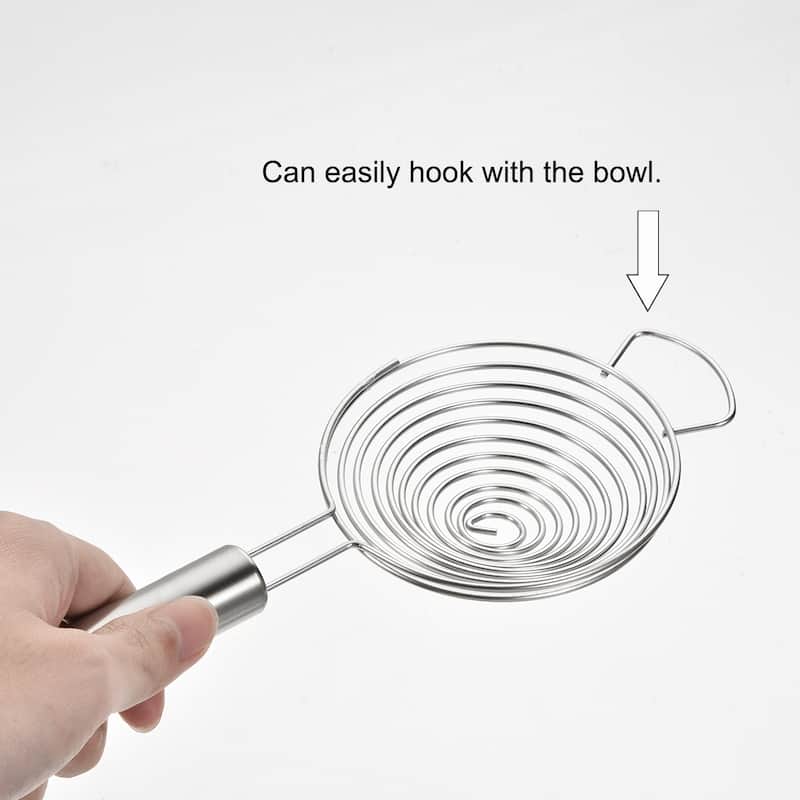 Egg Separator Stainless Steel Egg Yolk Separator with Long Handle Baking Tool - Silver