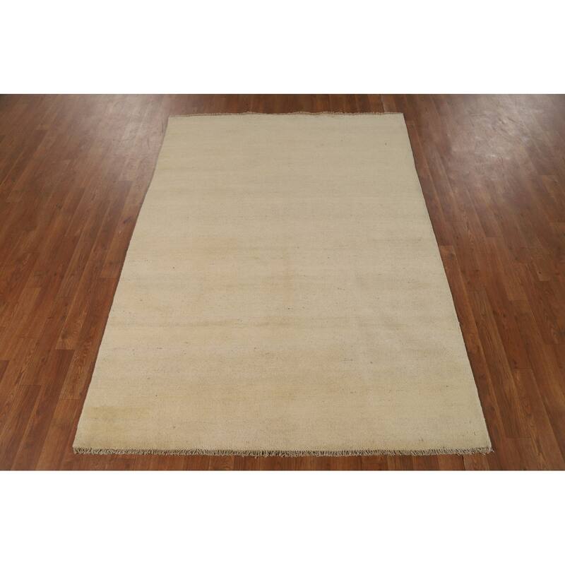 Modern Solid Gabbeh Oriental Rug Handmade Wool Carpet - 4'7"x 6'4"