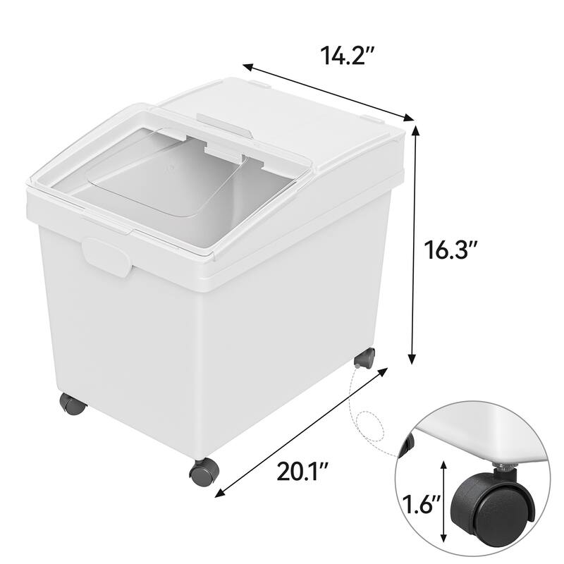 10.5 Gal Ingredient Flour Storage Bin 3Pcs Rice Storage Containers with Wheels