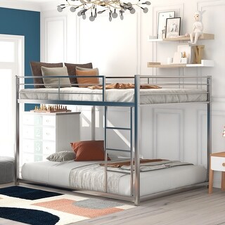 Full over Full Metal Bunk Bed with Ladder and Full-length Guardrail ...