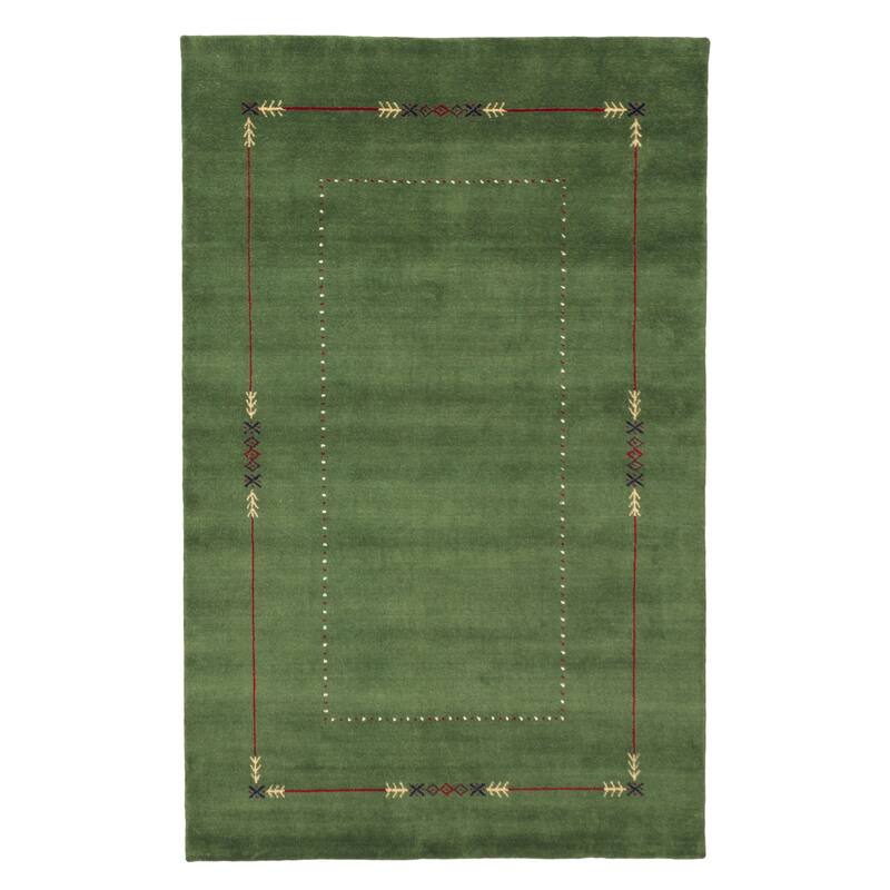 ECARPETGALLERY Hand Loomed Kashkuli Gabbeh Green Wool Rug - 4'11 x 7'10