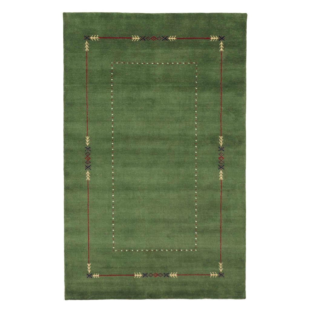 ECARPETGALLERY Hand Loomed Kashkuli Gabbeh Green Wool Rug - 4'11 x 7'10
