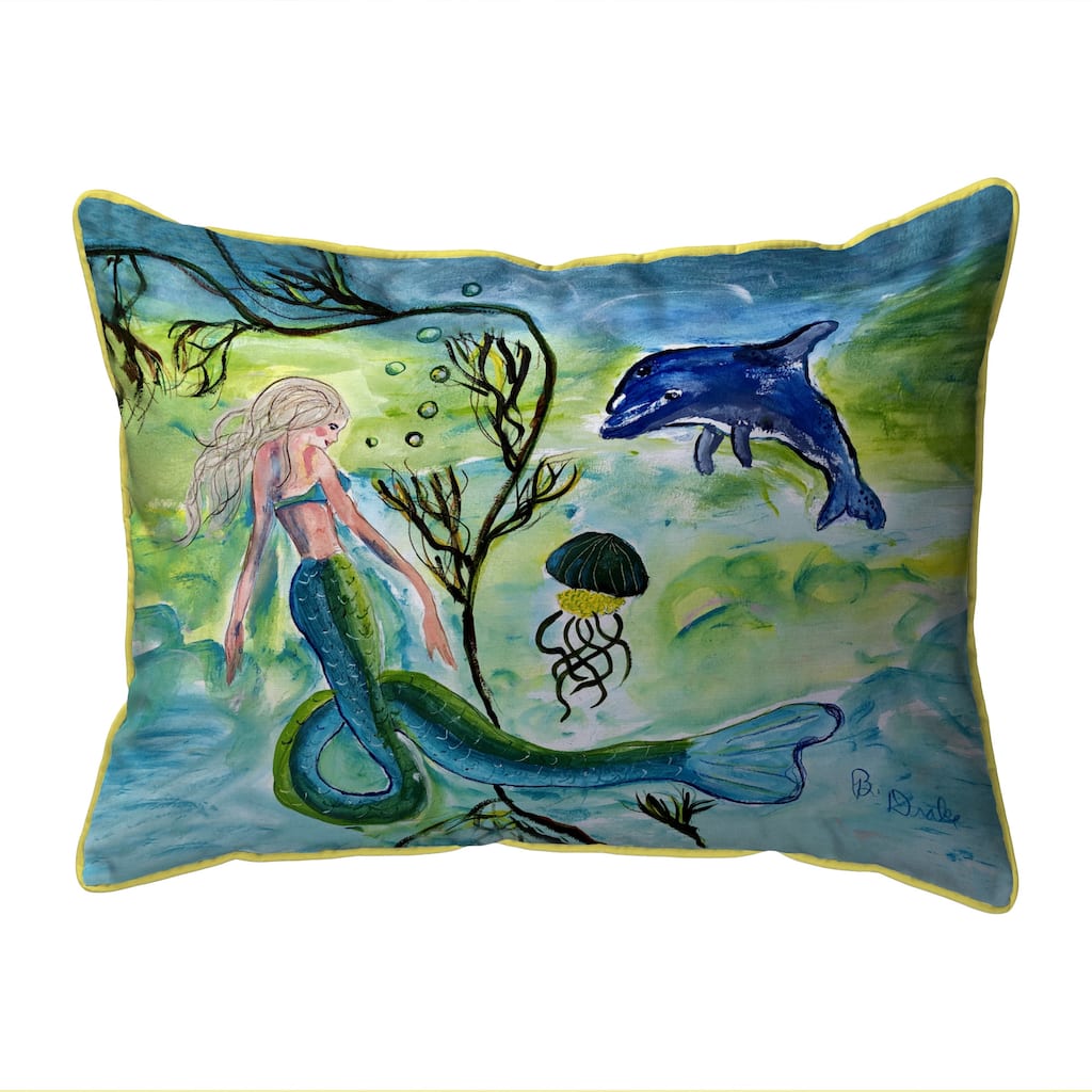 Mermaid and Jellyfish Indoor/Outdoor Pillow
