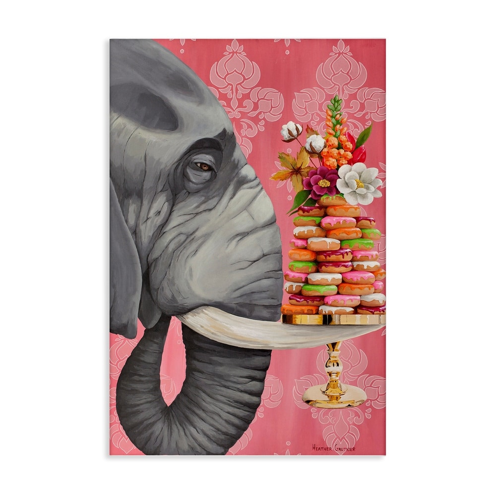 Stupell Elephant & Stacked Desserts Canvas Wall Art Design By Heather Gauthier