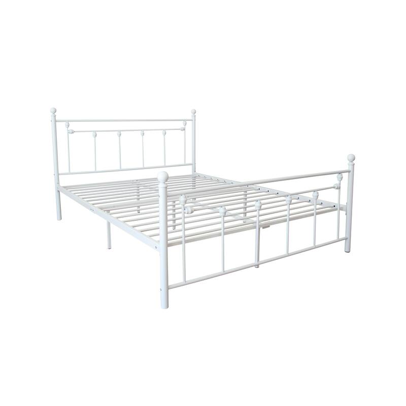 Queen Size Flowerlike Metal Bed Frame with Open Frame Headboard and