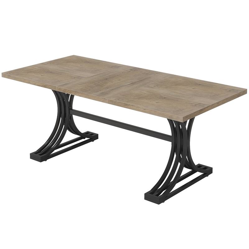 63'' Modern Dining Table with Trestles Legs for Kitchen Dining Room