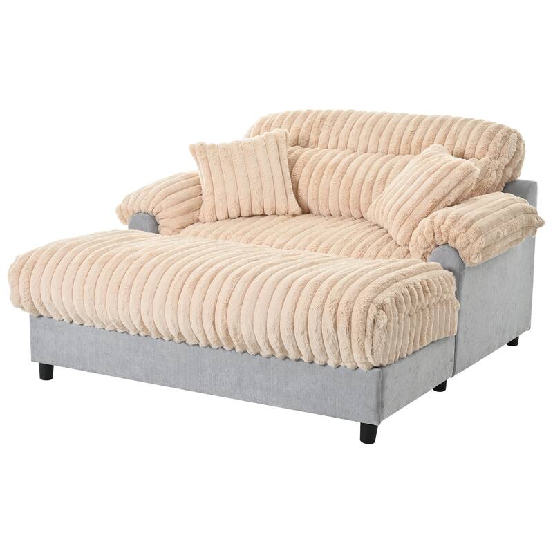 Roomfitters Chaise Lounge Sofa 65.25" Cloud Plush Upholstered Sofa Couch with Two Pillows, Cozy Living Room Furniture