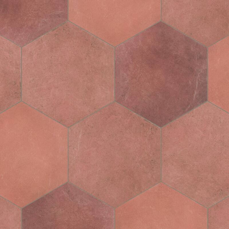 Merola Tile Heritage Hex Wine 7" x 8" Porcelain Floor and Wall Tile