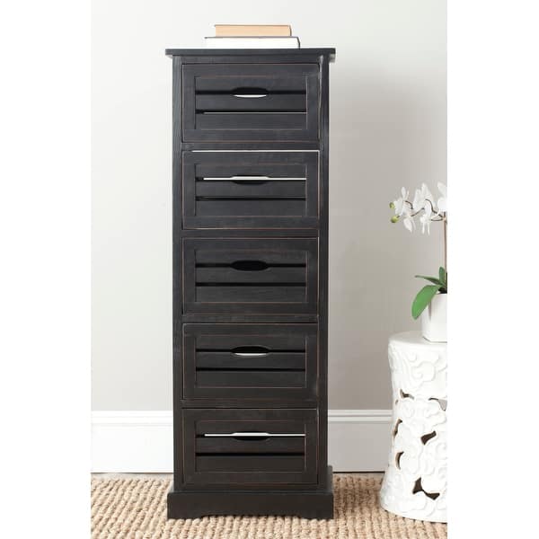 slide 2 of 4, SAFAVIEH Sarina Black Storage 5-drawer Cabinet - 16.5" x 12.6" x 46.5"