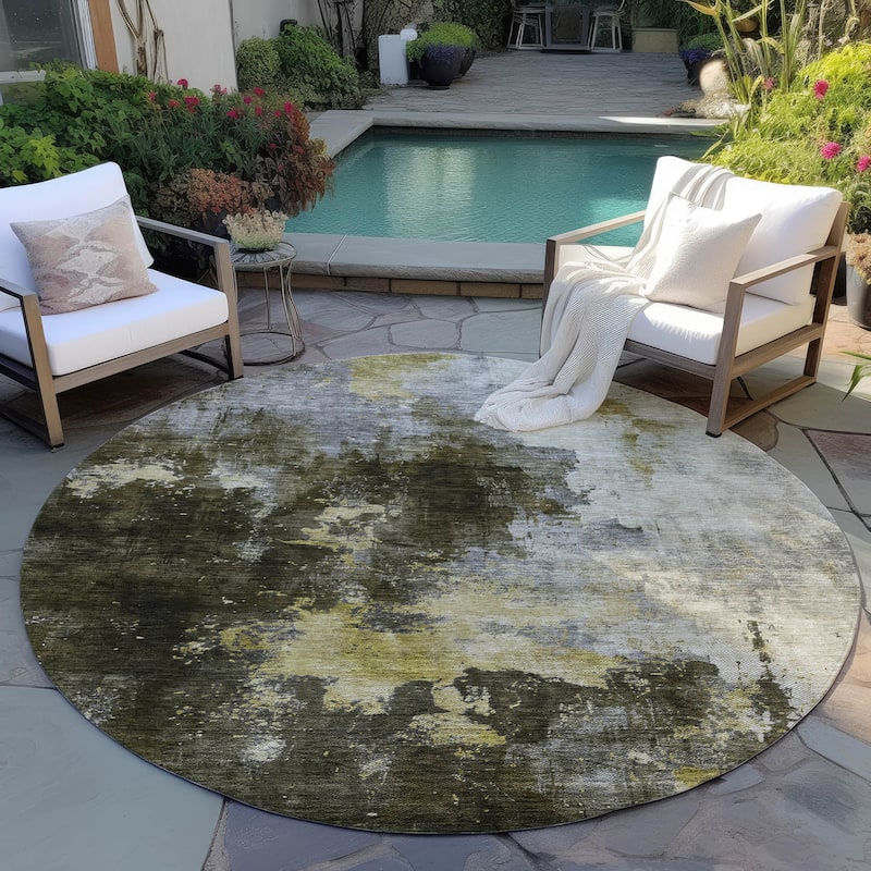 Machine Washable Indoor/ Outdoor Abstract Modern Chantille Rug