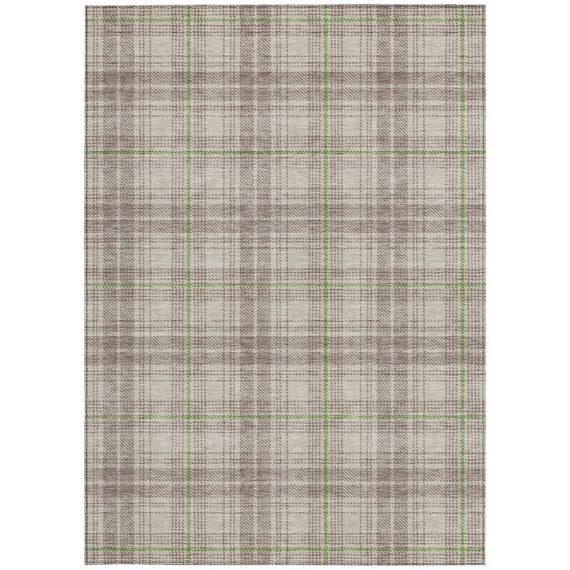 HomeRoots Plaid Transitional Rectangle Outdoor Rug