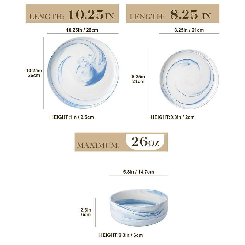 MALACASA LUNA 18-Piece Porcelain Dinnerware Set (Service for 6)