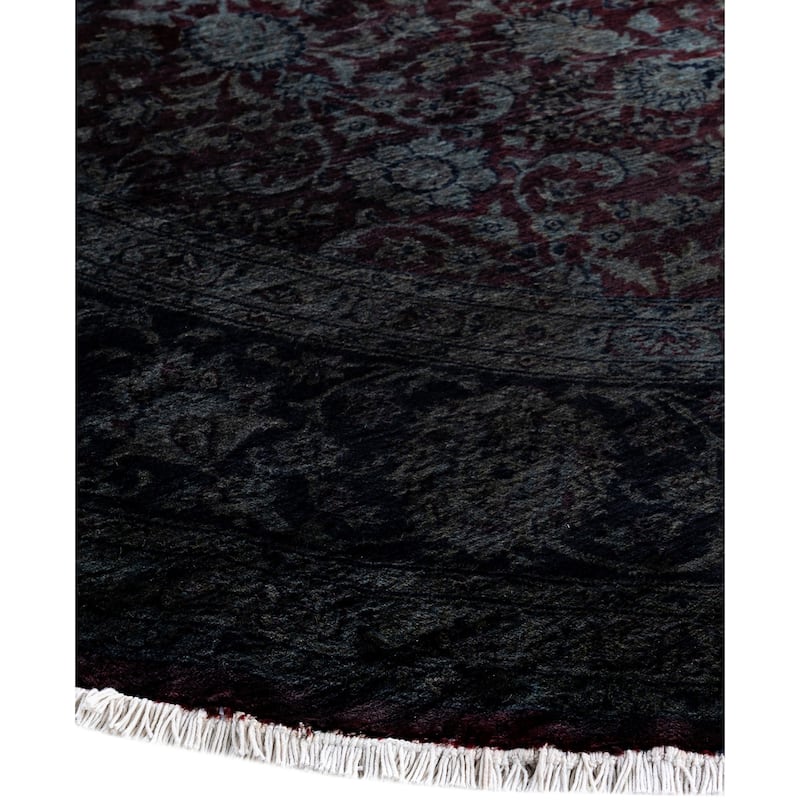 Overdyed One-of-a-Kind Hand-Knotted Round Area Rug - Gray - 8' 1" x 8' 1"