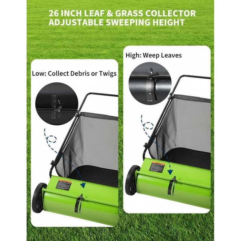 26 in Push Lawn Sweeper for All Terrains 7 cu. ft. Collection Bag 4 Brushes and Adjustable Height