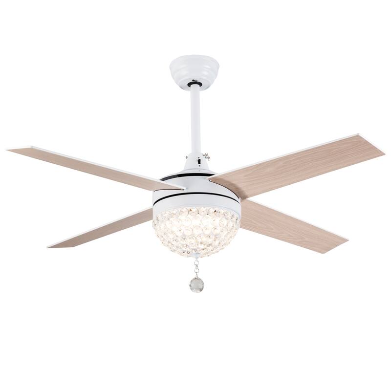 Bella Depot 52" Modern Crystal Ceiling Fan with LED Light, Reversible Ceiling Fan with Remote Control
