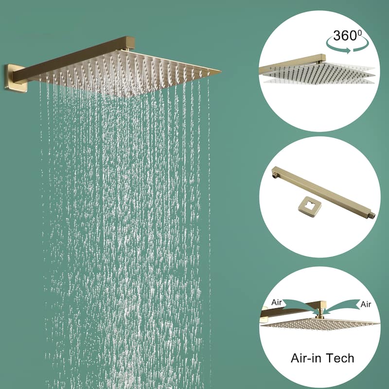 3-Function Wall Mount Shower Faucet with 12 in. Fixed shower head