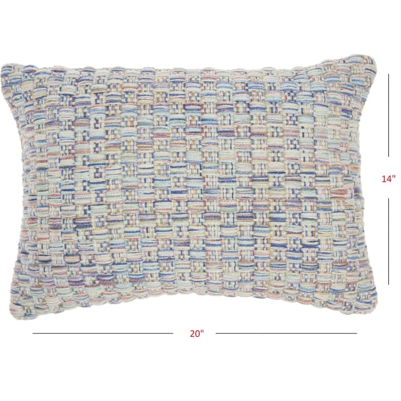 HomeRoots 14" X 20" Blue and Off White Woven Indoor Outdoor Throw Pillow With Texture