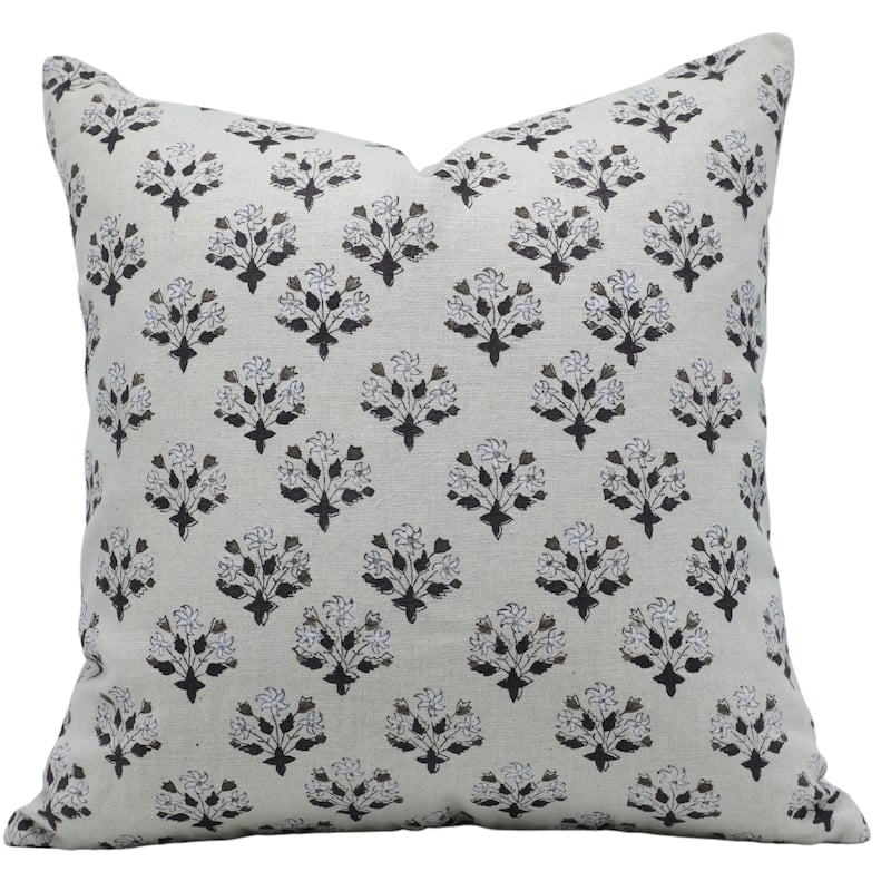 Fabdivine Linen Outdoor Sofa Block print pillow Cover - Pillow Covers - 14" x 20"