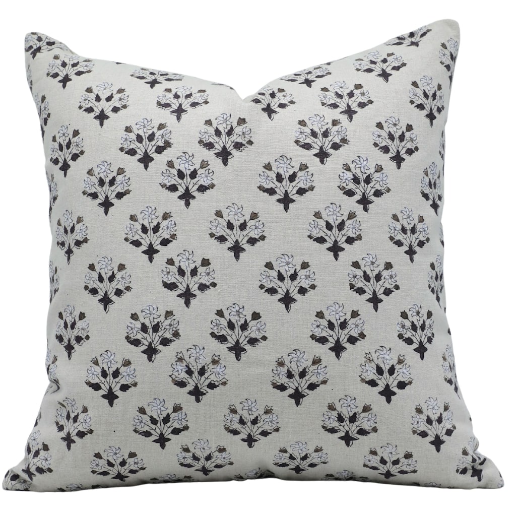 Fabdivine Linen Outdoor Sofa Block print pillow Cover